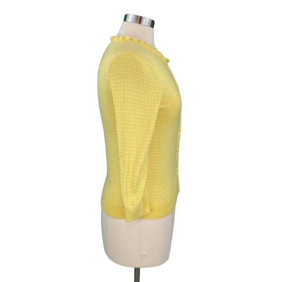 Banana Republic Factory Lemon Yellow Polka Dot Angora Hair Knit Cardigan - Picture 6 of 15
